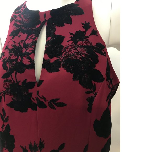 NWT Le Chateau PLUS SIZE Flocked Wine Burgundy Red Maxi Gala Dress Gown Wedding - Picture 3 of 8